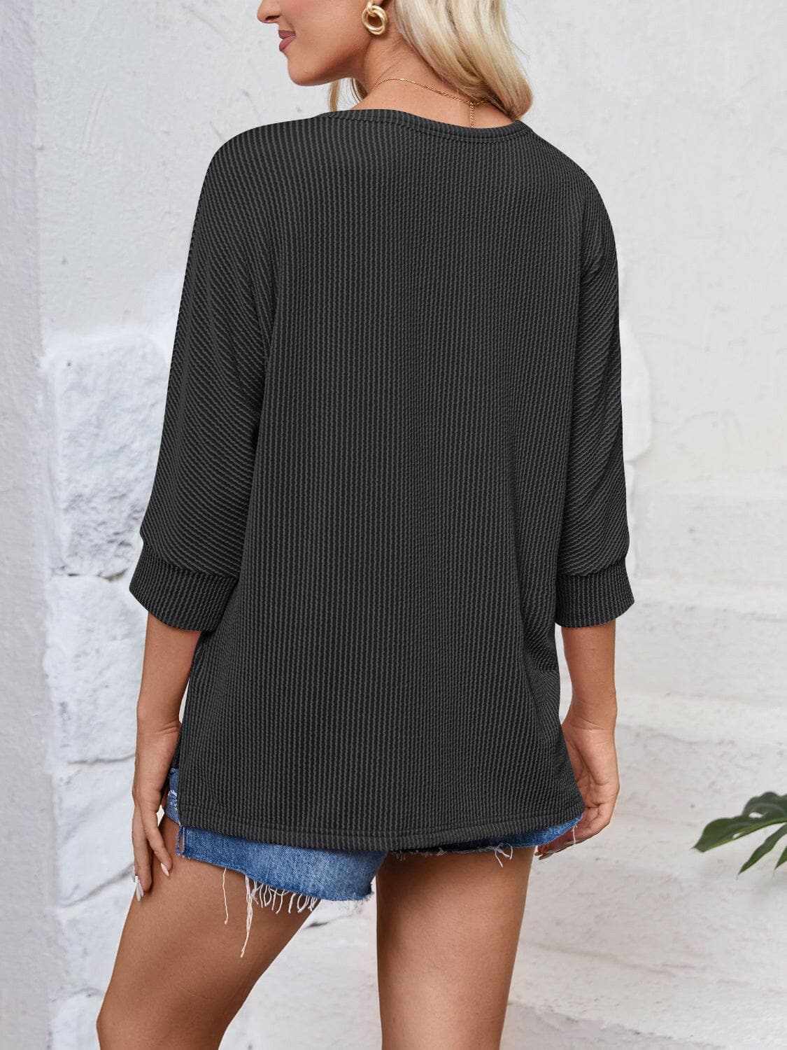 Textured 3/4 sleeve blouse - Love Salve